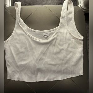 White Cropped Garage Tank